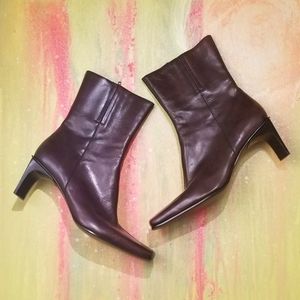 Nine West Dark Brown Leather Ankle Boots *SOLD*